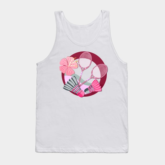 Tropical badminton badge - red and pink Tank Top by Home Cyn Home 